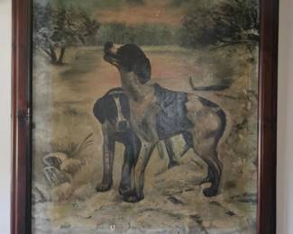 Early 20th Century Oil on Canvas Lost Dogs Landscape, Signed E. DeNeale