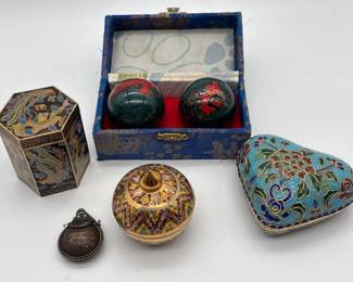 45 AsianCloisonnBoxesBaodingBallsPorcelainKeepsakes