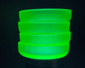 39 Setof4UraniumGlassBrigidaireMilkBottleCoversUVGlow