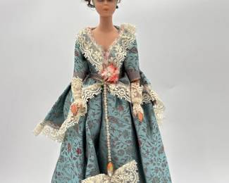 154 VintageBrunetteBarbieDollinCustomVictorianStyleGown