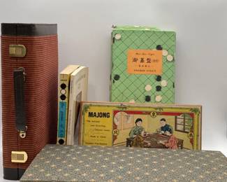 54 VintageMahJongSetGoGameBackgammonCaseStrategyBooks