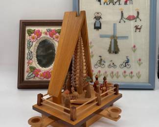 21 VintageWoodenGermanPyramidCandleCarouselFolkArtDisplay