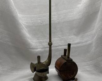 9 AntiqueLongStemTobaccoPipesWoodenBarrelPipeBowlLot