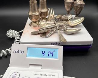 2 SterlingSilverFlatwareSaltPepperShakerLot414Grams