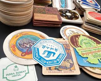 159 HugeVintageBeerCoasterCollectionBreweryBarTravelAdvertising