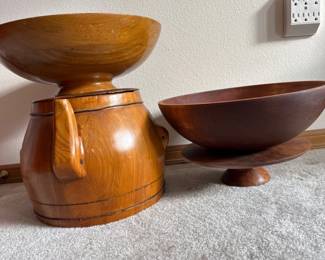 52 VintageWoodDessertStandBowlsBarrelFormDecorCollection