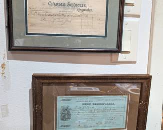 Antique framed documents