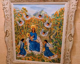 Virgin with Child painting by Haitian artist G. Leveque