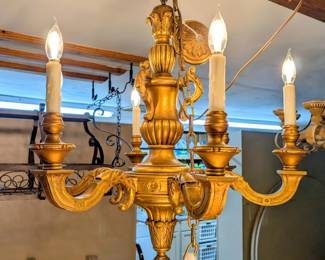 Hollywood Regency Gilt Florentine Chandelier