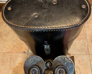 WWII German Kriegsmarine Ernst Leitz “beh” 7×50 Naval Binoculars with Eagle-M Marked Leather Case, c. 1942–43. Note: minor edit to photo, DM for unedited version