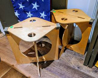 Pair of Vintage Barry Simpson Rooster Stool By Dirty Road, Foldable