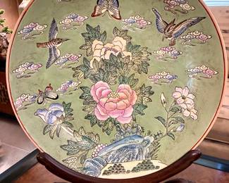 18” Maitland Smith Porcelain charger with original stand