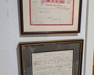 Antique framed documents