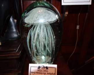 about 8" "glow in the Dark" Jellyfish Paperweight - Signed