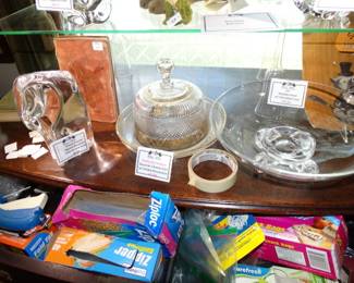 Soigend Heavy Crystal Elephant & An Exquisite Antique Bacarrat Covered CHeese Dish