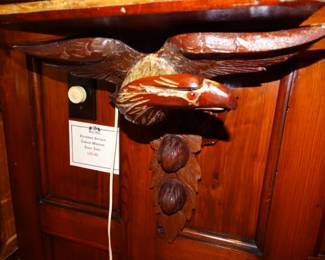 Hand Carved Victorian Eagle Supported Wall Shelf
