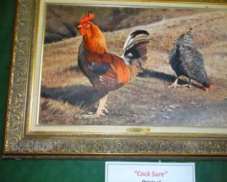Original OIl on Canvas by  Ft Worth Artist Jack Bryant "Cock Sure"