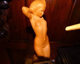 Although Signed under Base I Can't Make it out - Terra Cottl Kneeling Nud Figure