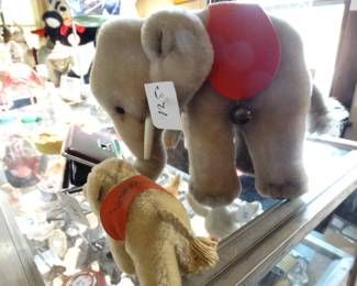 Vintage Steiff Mother & Child Elephants w/ Saddles & Bells