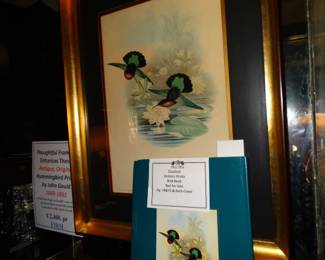 One of a Pair of Rare Original Hummingbird Prints by J. Gould 1849-61 Pictured and Details in Book w; This one on Back Cover