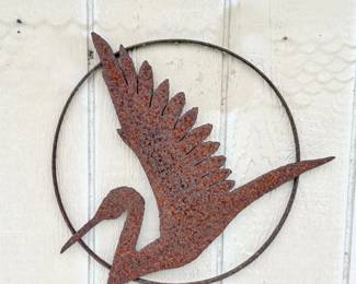 62 RusticMetalHangingHeronDecor