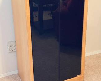 141 VintageOakAudioCabinetwGlassShelves