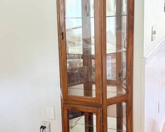 66 WoodenCurioCabinetwLightGlassShelves