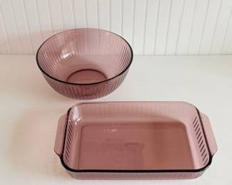 73 VintagePyrexSculpturedCranberryGlassDishes