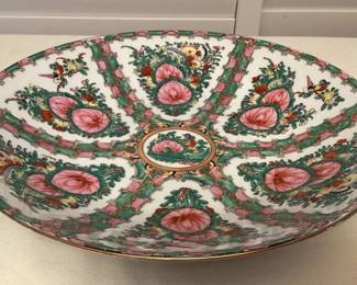 MES032 Large Chinese Rose Medallion Serving Bowl 14”