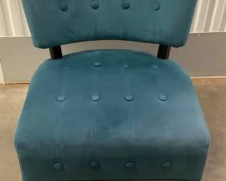MES073 Blue Faux Suede Upholstered Accent Chair