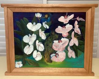 MES212 Framed Original Painting Of Beautiful Phalaenopsis Orchid Flowers