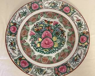 MES031 Extra Large Chinese Rose Medallion Round Serving Plate 16”