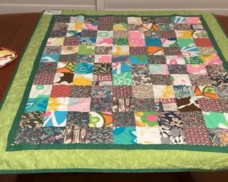 MES056 Hawaiian Patchwork Quilt Blanket & Pot Holders