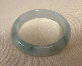 MES185 Green & White Jade Bangle Bracelet New
