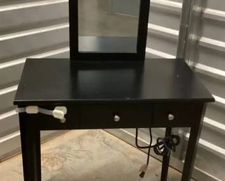 MES072 Small Black Pressed Wood Vanity Desk With Mirror