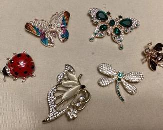 MES015 Six Butterfly & Bug Brooches