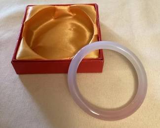 MES194 Pink & White Jade Bangle Bracelet New