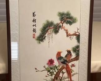 MES241 Framed Chinese Embroidered Art