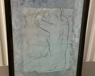 MES069 Large Framed Abstract Nude Art Print