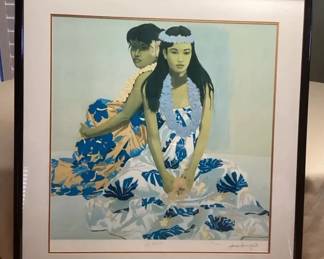 MES001 Large Framed “Lei Aloha” Limited Edition Picture By Luigi Fumagalli