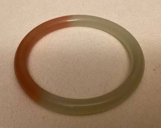 MES179 Orange & Green Jade Bangle Bracelet New