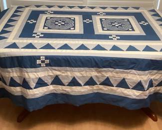 MES089 Handmade Blue Patchwork Quilt Blanket