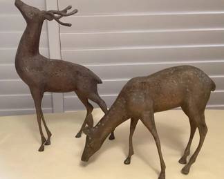 MES054 Pair Of Large Brass Deer