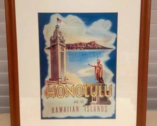 MES093 Framed Picture Print Of Landmarks In Honolulu