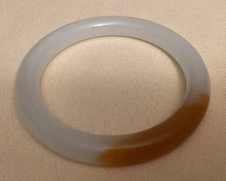 MES178 Orange & White Jade Bangle Bracelet New