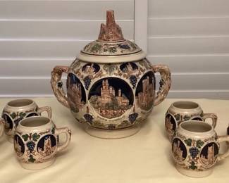 MES200 Gerz W. Germany Ceramic Punch Bowl Set