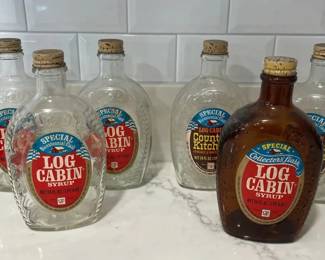 MES238 Six Collectors Log Cabin Syrup Bottles