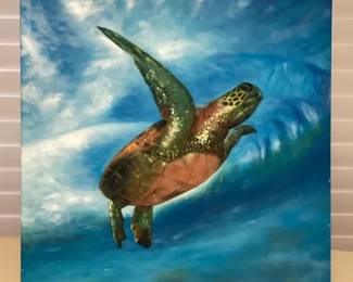 MES161 Large Original Painting Of A Honu Sea Turtle