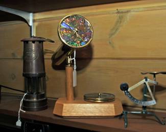 MINERS LAMP, KALIDOSCOPE & POSTAL SCALE