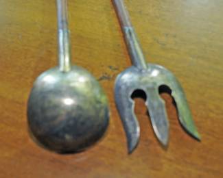VINTAGE MARKED STERLING MEXICAN SILVER SALID FORK AND SPOON 